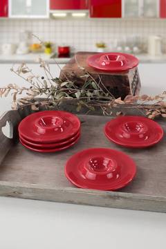 Set mit 6 Eierbechern Pulcino D13cm Glänzende rote Keramik