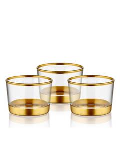 Set van 6 Idha dessertbekers 200ml Transparant glas met gouden bodem en rand