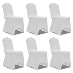 6er-Set Stuhlhussen ausziehbar Gagny Stoff Weiß