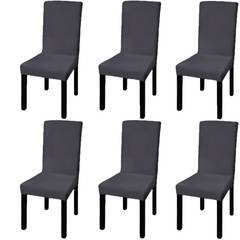 6er-Set ausziehbare Stuhlhussen Gartempe Stoff Grau