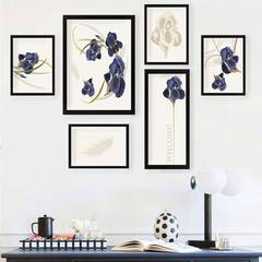 Set van 6 zwarte Aranea Iris ingelijste schilderijen