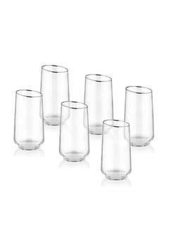 6er-Pack Pashma Wassergläser 440ml Transparentes Glas mit silbernem Rand