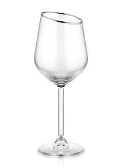 Set mit 6 Pashma Weingläsern Transparentes Glas mit silbernem Rand