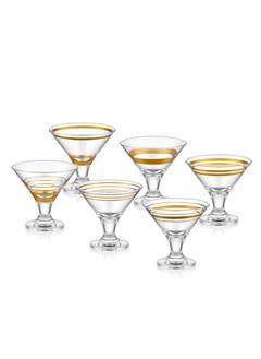 Set di 6 bicchieri da ghiaccio Bergen 120ml in vetro trasparente con strisce dorate
