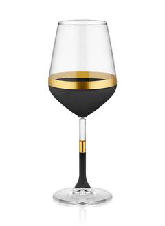 Set mit 6 Chance Weingläsern 350 ml transparentes Glas mit schwarzen und goldenen Stöpseln