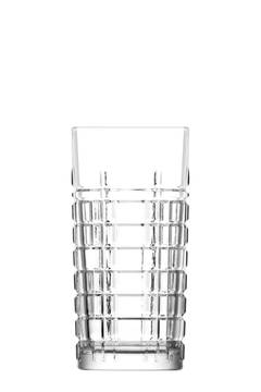 Set di 6 bicchieri trasparenti Gullua 356ml con motivo a quadri in rilievo