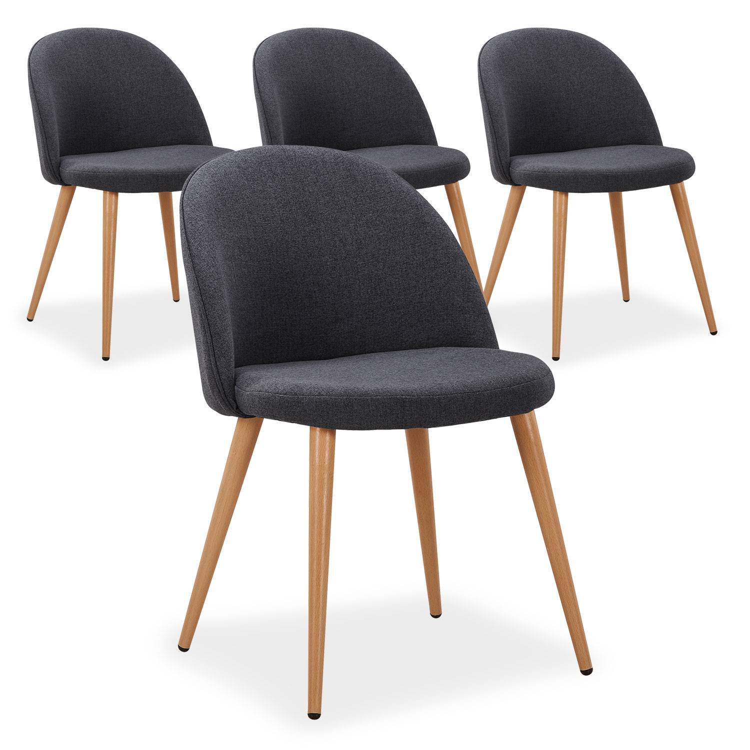 Set van 4 donkergrijze Maury Scandinavische stoelen