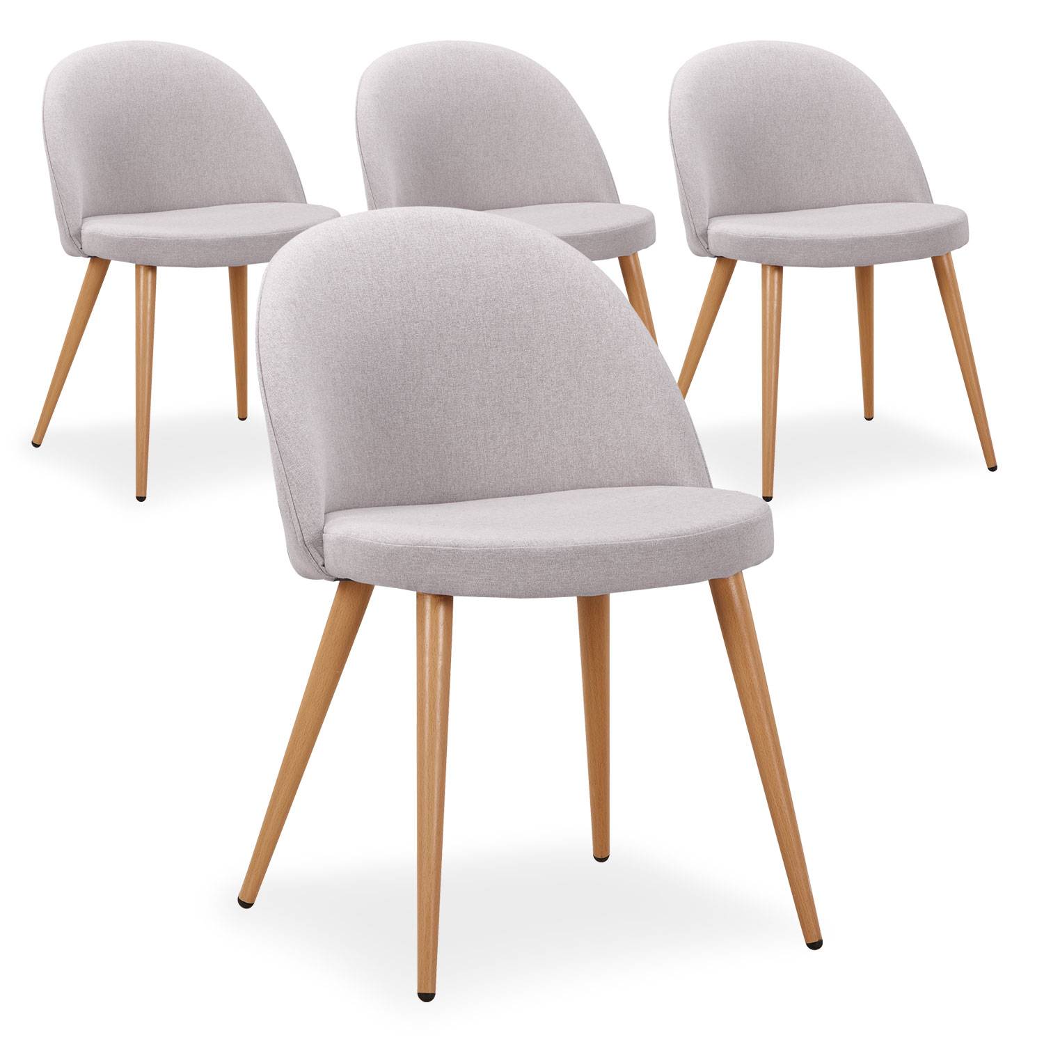 Set van 4 Scandinavische stoelen Maury grijze stof