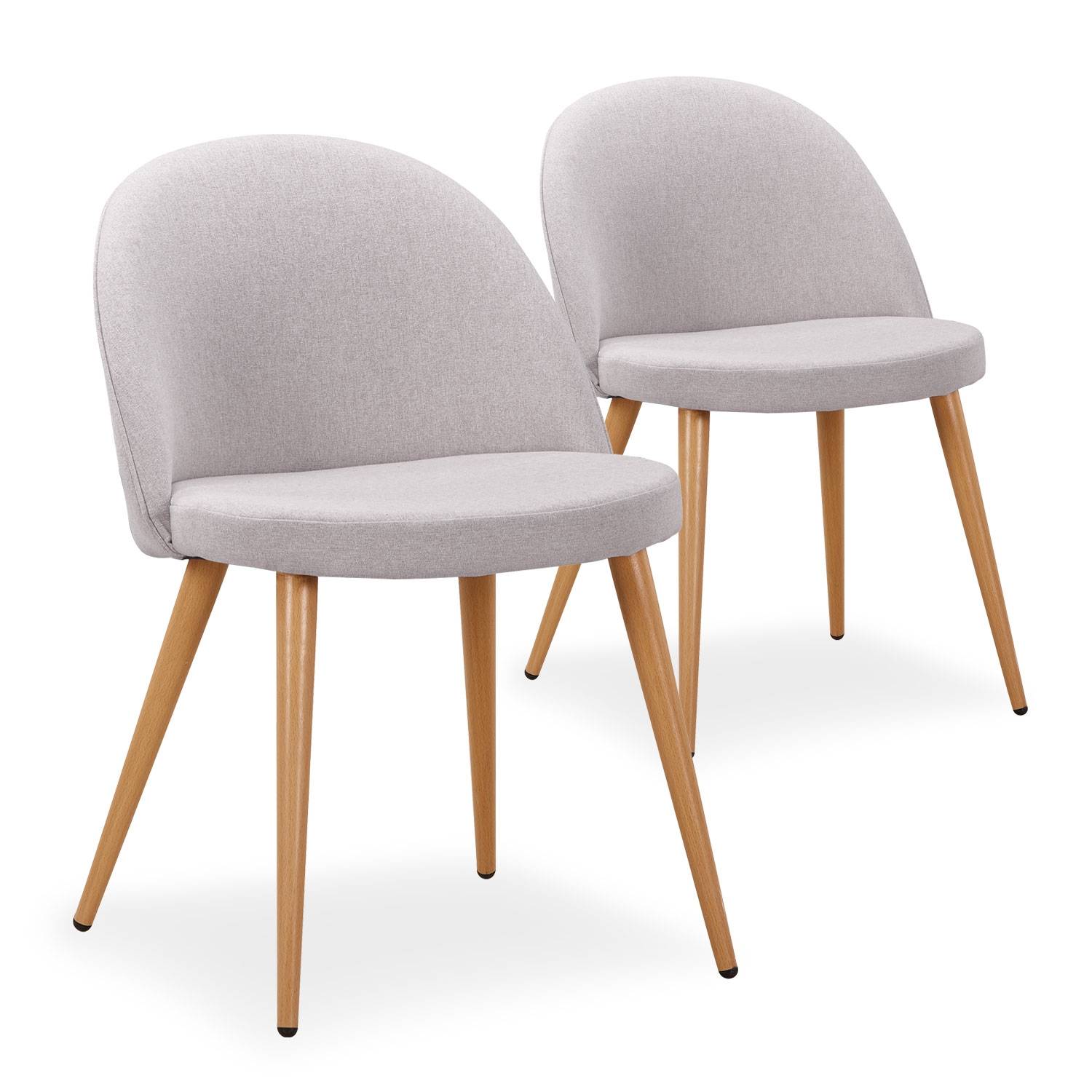 Set van 2 Scandinavische Maury stoelen in lichtgrijze stof