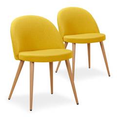 Set van 2 Scandinavische stoelen in gele stof Maury