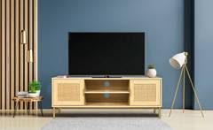Mandelieu 2-deurs TV-meubel L120cm Licht hout en rotan