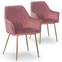 2er-Set Mariette-Stühle mit goldenen Füßen und rosafarbenem Samt