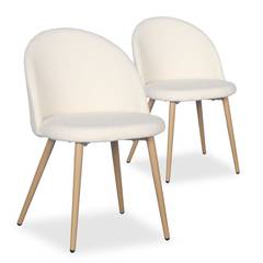 Set von 4 skandinavischen Stühlen Maury Bouclé-Stoff Creme