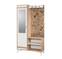 Ayfara Flurschrank mit Spiegel L100xH190cm Helles Holz, Weiß und Pflanzen- und Vogelmuster