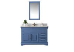 Mobile da bagno 120cm con lavabo e specchio L55xH80cm Seruas Legno massiccio Blu