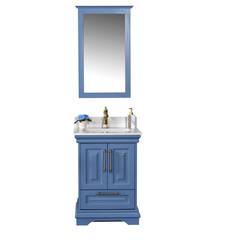 Badkamermeubel 60cm met wastafel en spiegel L55xH80cm Seruas Massief hout Blauw