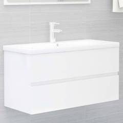 Meuble sous vasque avec vasque céramique Gomez L90cm Blanc brillant