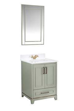 Mobiletto L60xH86cm con lavabo e specchio L55xH80cm Yassa Legno massiccio Verde