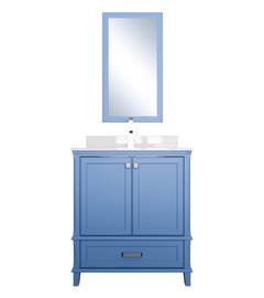 Mobiletto L75xH86cm con lavabo e specchio L55xH80cm Valato Legno massiccio Blu