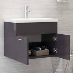 Waschtischunterschrank für Badezimmer Osiris B60xT38cm Glänzend Grau