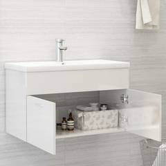 Waschtischunterschrank für Badezimmer Osiris B80xT38cm Glänzend Weiß