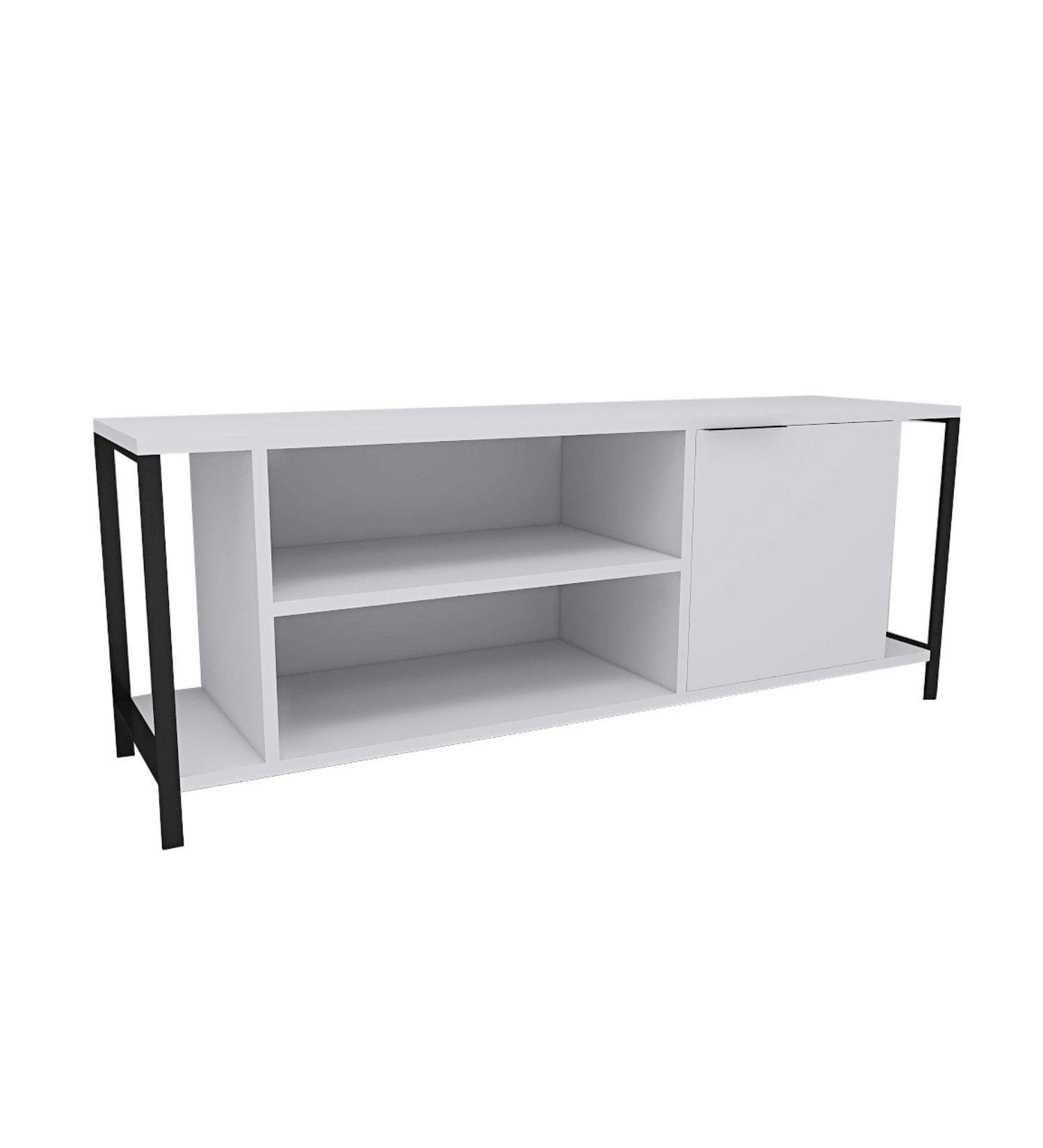 TV-meubel 1 deur en 2 planken Verity 120cm Zwart en Wit