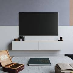 Wafo 2-deurs TV-meubel 180cm Hout naturel en Wit