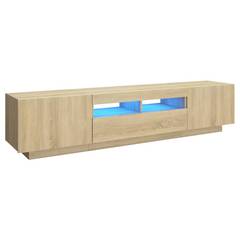 TV-Möbel mit 2 Türen und 1 Regal Fawny 180cm Holz Eiche und LEDs
