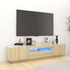 TV-Möbel mit 2 Türen und 1 Regal Fawny 180cm Holz Eiche und LEDs