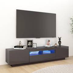 Porta TV Fawny a 2 ante e 1 ripiano 180cm in legno grigio cemento e LED