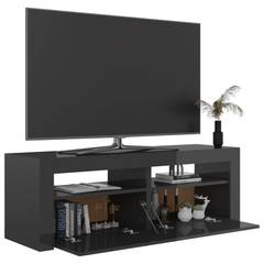 TV-Möbel 2 Türen und 2 Regale Gina 120cm Holz Grau Hochglanz