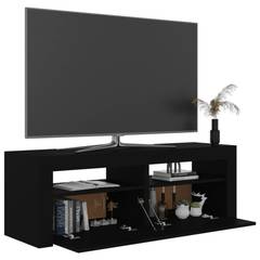 TV-Möbel mit 2 Türen und 2 Regalen Gina 120cm Holz Schwarz