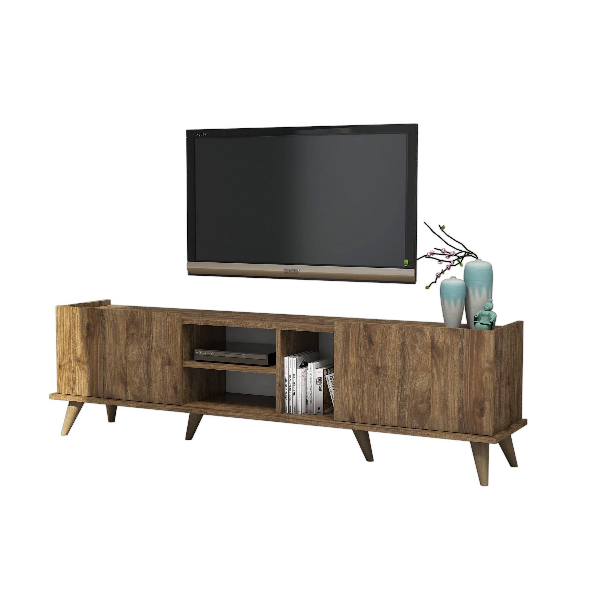 Bergerat tv-meubel 2 deuren en 3 compartimenten 180 cm natuurlijk hout