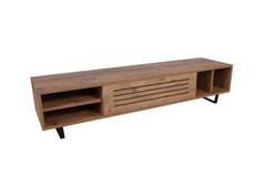 Leslie 2-deurs, 4-vaks TV-meubel 160cm Zwart metaal en naturel hout