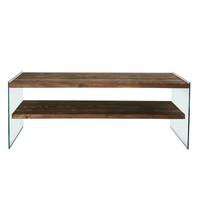 TV-meubel met 2 planken Doris L120cm Massief hout en gehard glas Transparant