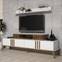 Mueble de TV Chanez con estante de pared Blanco y madera oscura