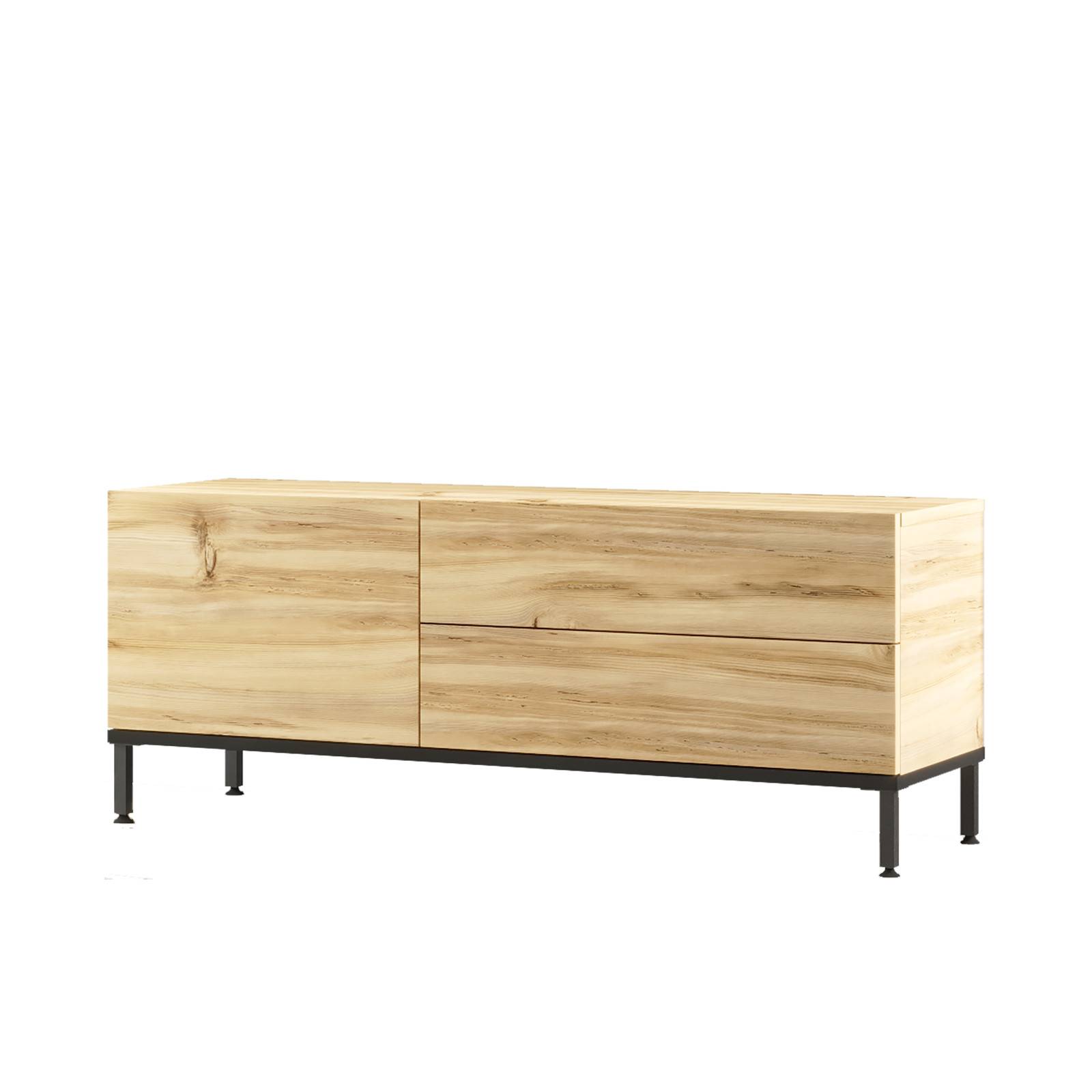 TV-meubel met klepdeuren Licium Wood Eik en Zwart Metaal