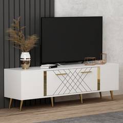 Bourgondisch TV-meubel 150cm Wit en Goud