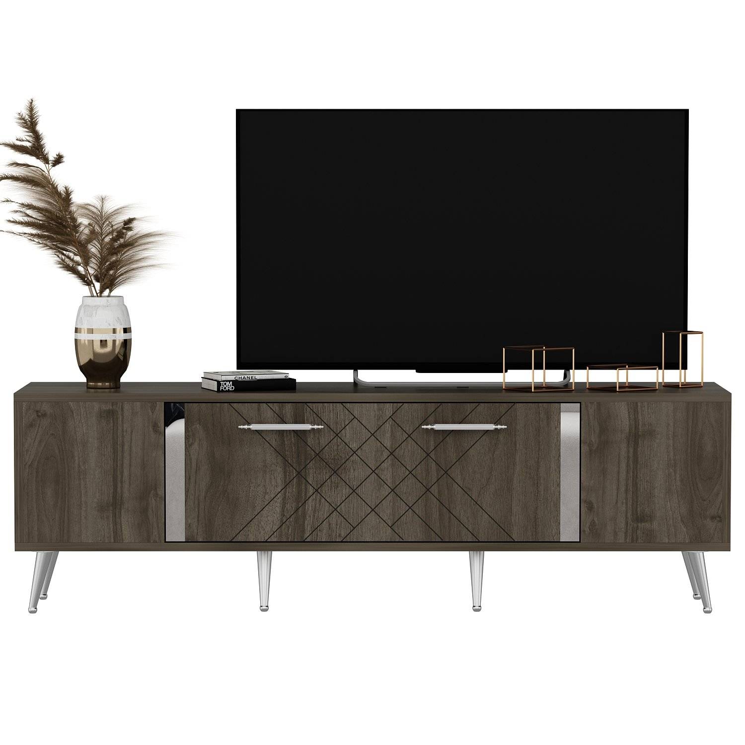Bourgondisch TV-meubel 150cm Hout en Zilver