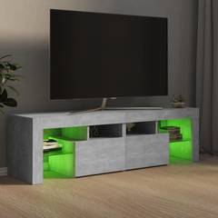 TV-Möbel Chapon 140cm Holz Betongrau und LED-Glas