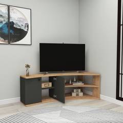 Jirel hoek TV-meubel Licht hout en Antraciet