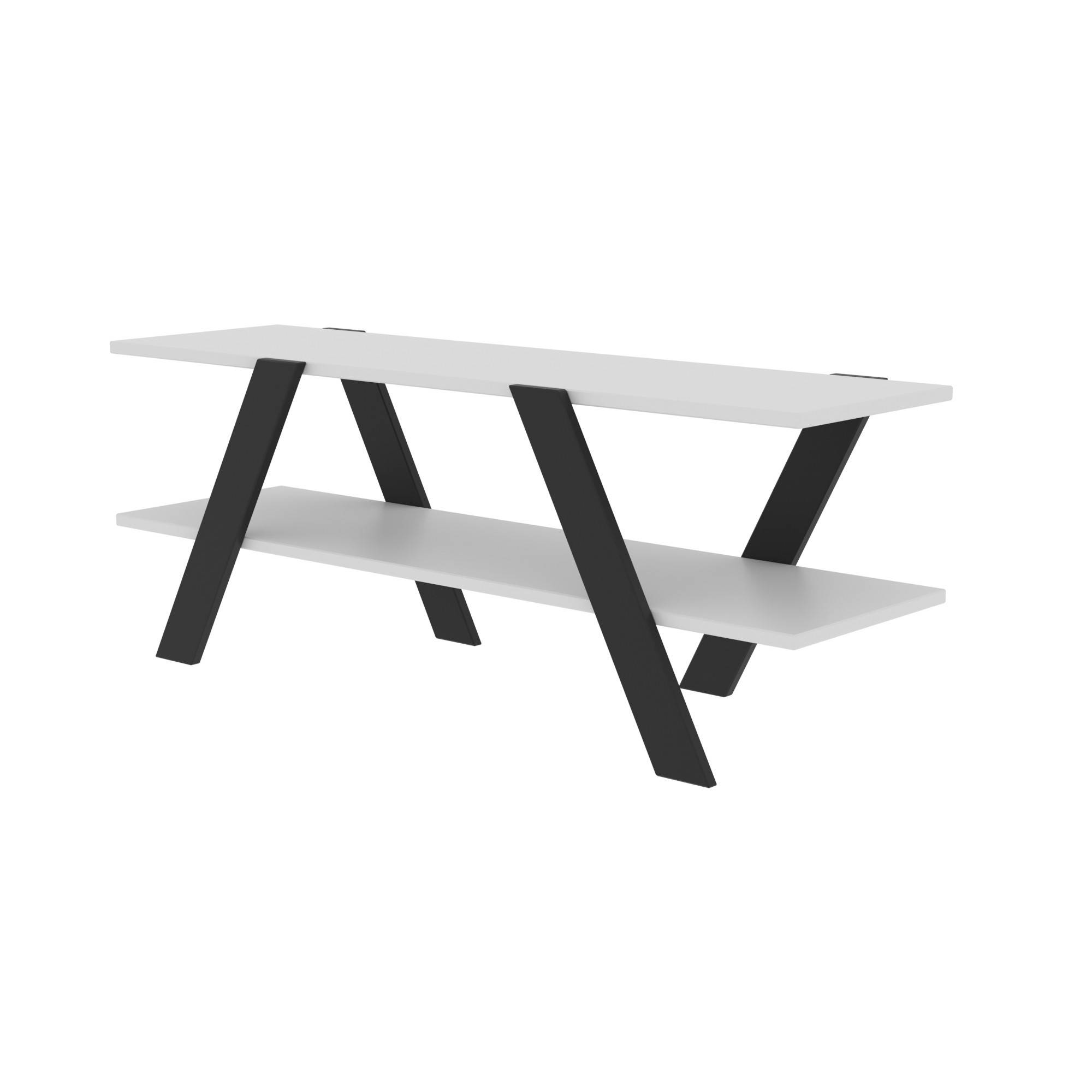 Design TV-meubel met twee planken Disposito L120 cm Melamine plaat Wit Grijs