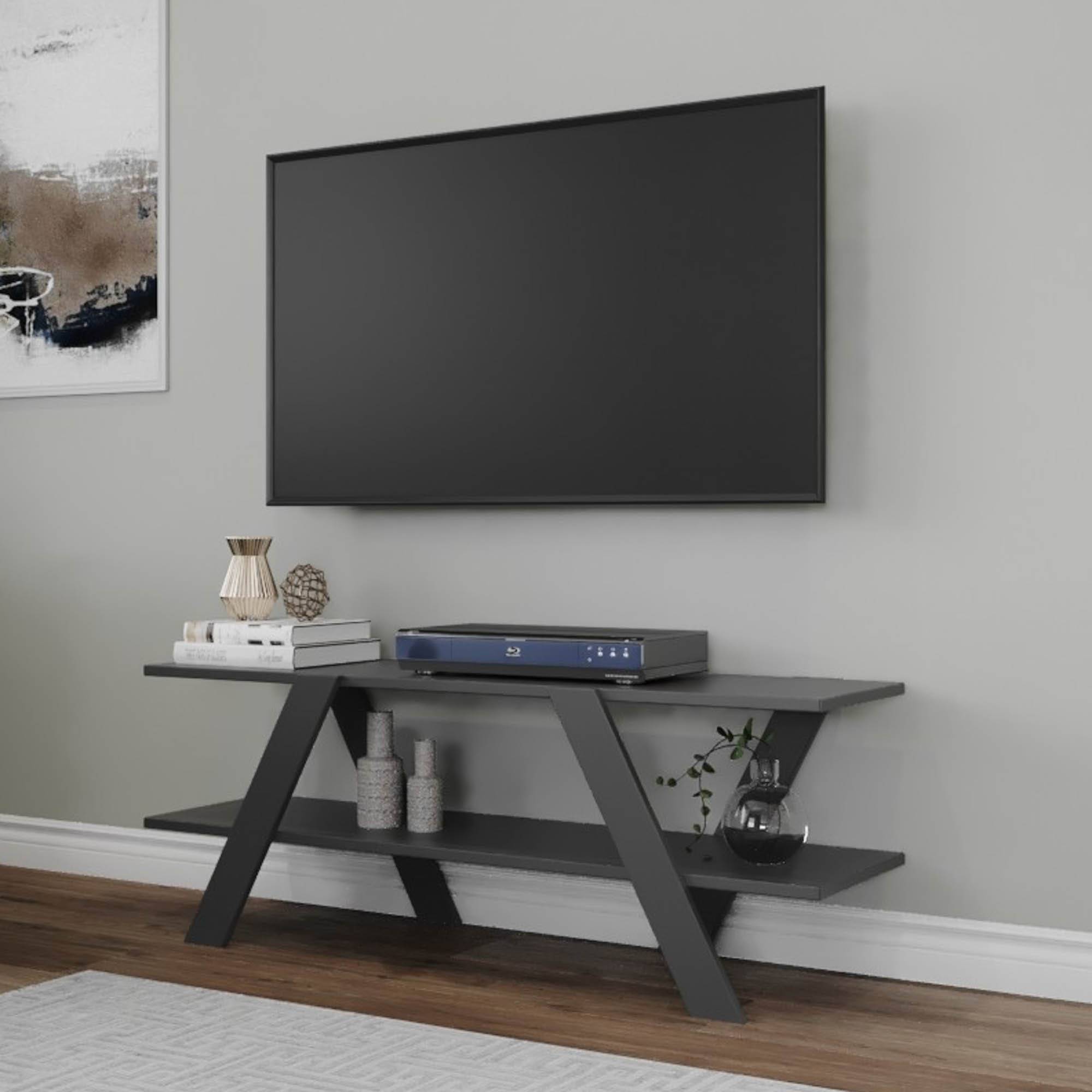 Mueble de TV de diseño con dos estantes Disposito L120 cm Panel de melamina Antracita