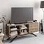 Saxum L130 cm geribbelde TV-tafel met houteffect Noten en zwart metaallaminaat