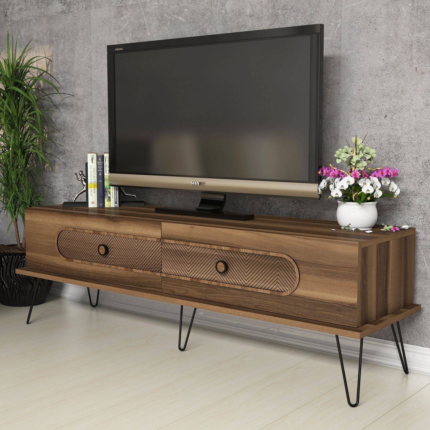 Mueble TV Dover L145cm Madera oscura
