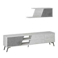 Grijs en wit betonnen Hutte TV-meubel en rekken