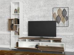 TV-meubel en plank Vitally 160cm Hout naturel en Wit