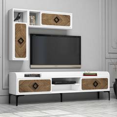 TV-Möbel und Wandregale Lebon Dunkles Holz und Weiß