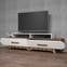 TV-meubel Ellipsis ovaal front L205 cm Noten Wit melaminepaneel