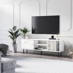 Porta TV bianco e con effetto marmo 160cm